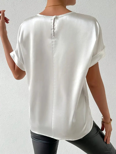Drune | Satin T-Shirt Mit Umgeschlagenen Ärmeln Für Damen
