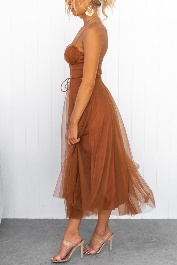 Drune | Maxi Kleid Elegantes Fließendes Design V-Ausschnitt Ärmellos Leichtes Gewebe