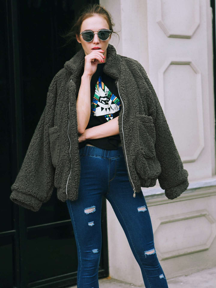 Damen Kuschelige Fleecejacke mit Reißverschluss Drune