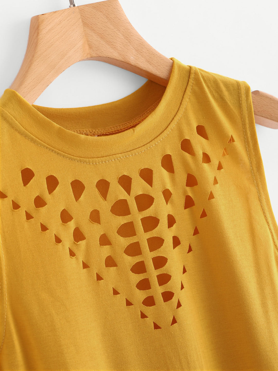 Damen ärmelloses Sportoberteil mit dekorativem Cut-Out und asymmetrischem Saum Drune
