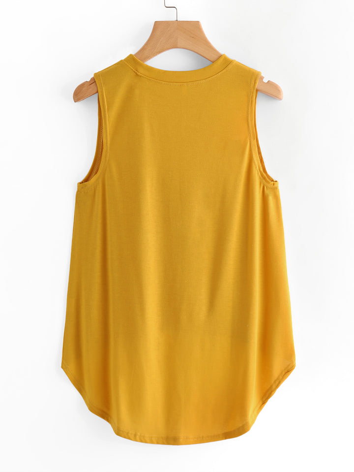 Damen ärmelloses Sportoberteil mit dekorativem Cut-Out und asymmetrischem Saum Drune