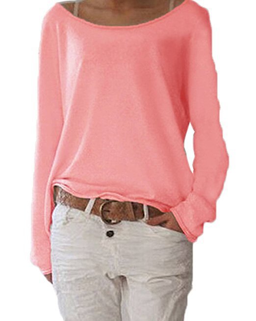 Damen lässiger und leichter Pullover mit weit ausgeschnittenem Halsausschnitt Drune