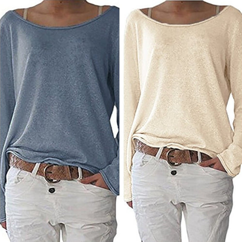 Damen lässiger und leichter Pullover mit weit ausgeschnittenem Halsausschnitt Drune