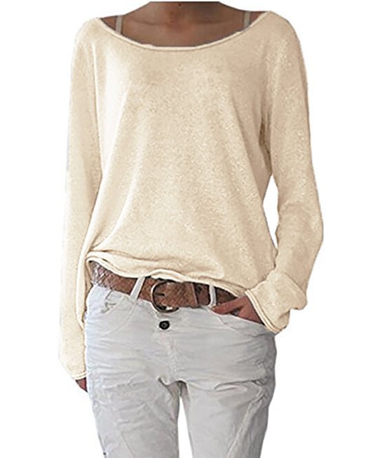 Damen lässiger und leichter Pullover mit weit ausgeschnittenem Halsausschnitt Drune
