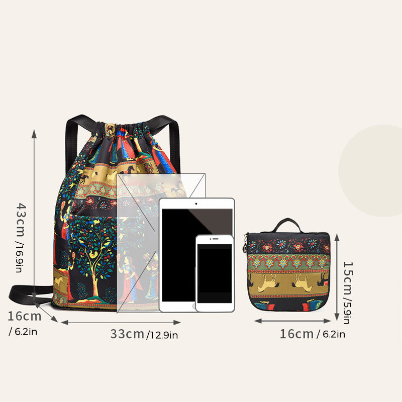 Drune Faltbarer Rucksack | Großer Wasserdichter Rucksack zum Zusammenfalten mit Kordelzug