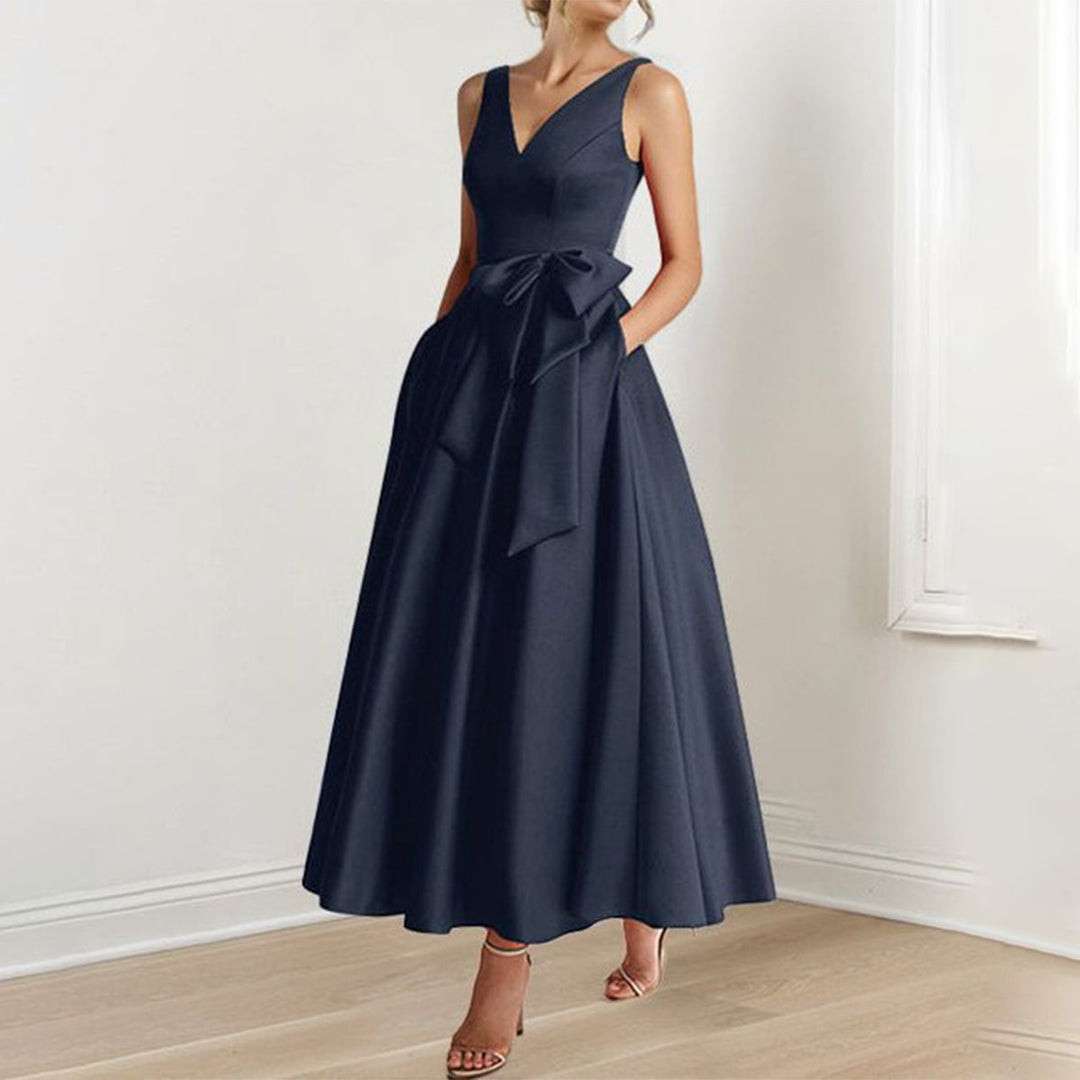 Drune | Vintage Glattes Ärmelloses Maxikleid