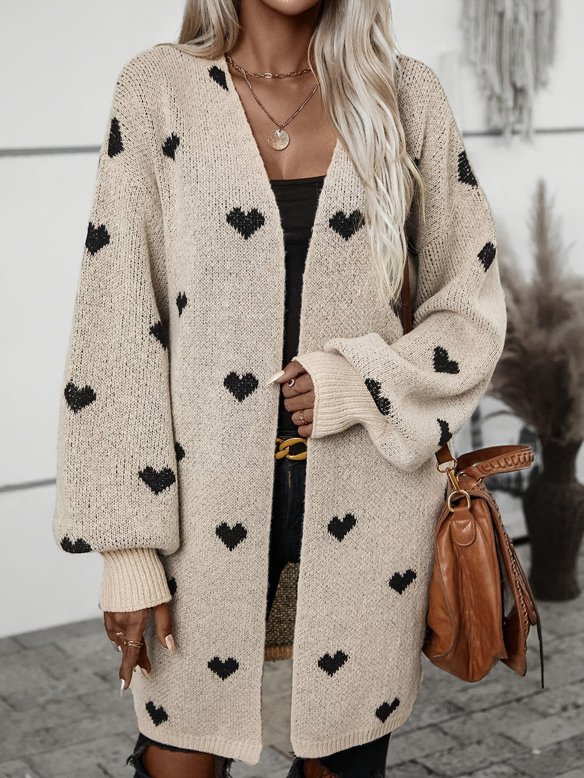 Drune | Herzmuster Wolle Strickcardigan für Damen - Perfekt für den Alltag
