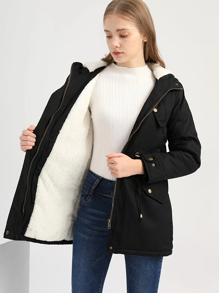 Drune | halblange warme Fleece-Winterjacke für Damen - Perfekt für Drune | Tage