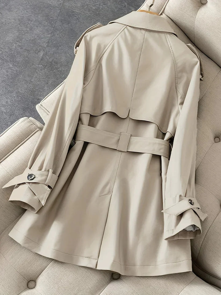 Drune | einfarbiger Trenchcoat mit gegürteter mittellanger Passform für Damen - Ideal für Frühling und Herbst