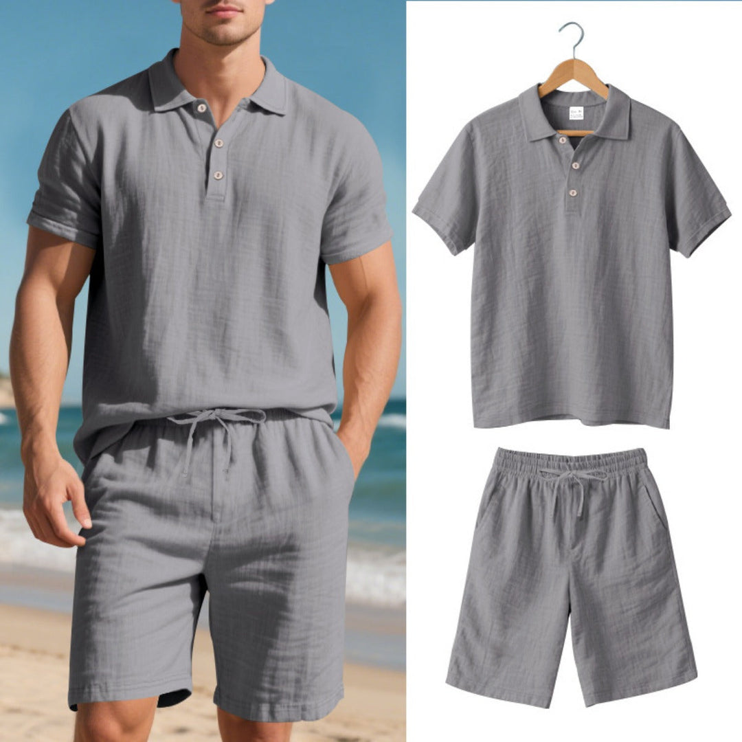 Drune | Kurzärmliges Poloshirt und Shorts Strandanzug