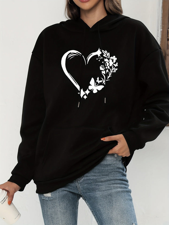 Drune | Vibrant Hoodie mit Herzdruck Baumwolle Komfortabel