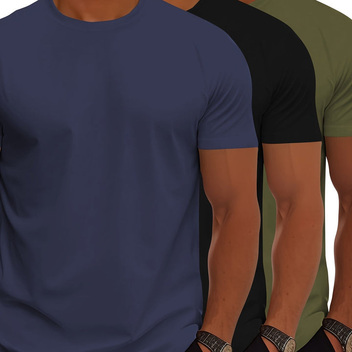 Drune | 3er Pack Herren T-shirts Mit Kurzen Ärmeln, Sommerliche Einfarbige Farbe
