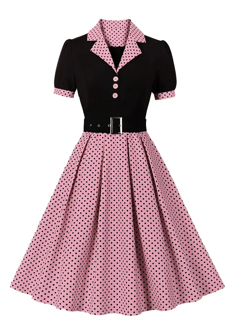 Drune | Stilvolle Herbst Vintage Kleid mit Polka Dots für Frauen