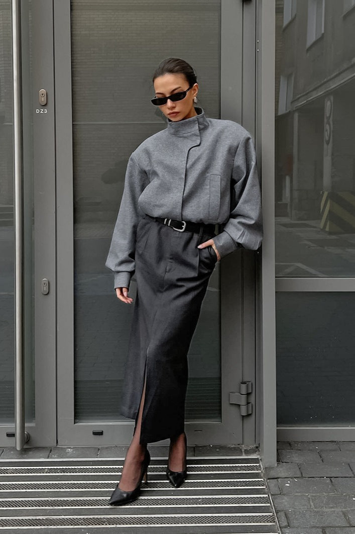 Drune | Graue Wolljacke