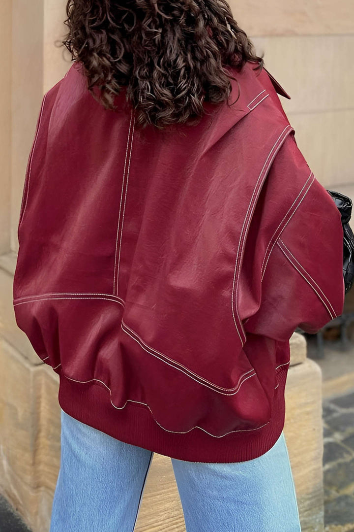 Drune | Einfarbige Farben Kragen Reißverschluss Jacke