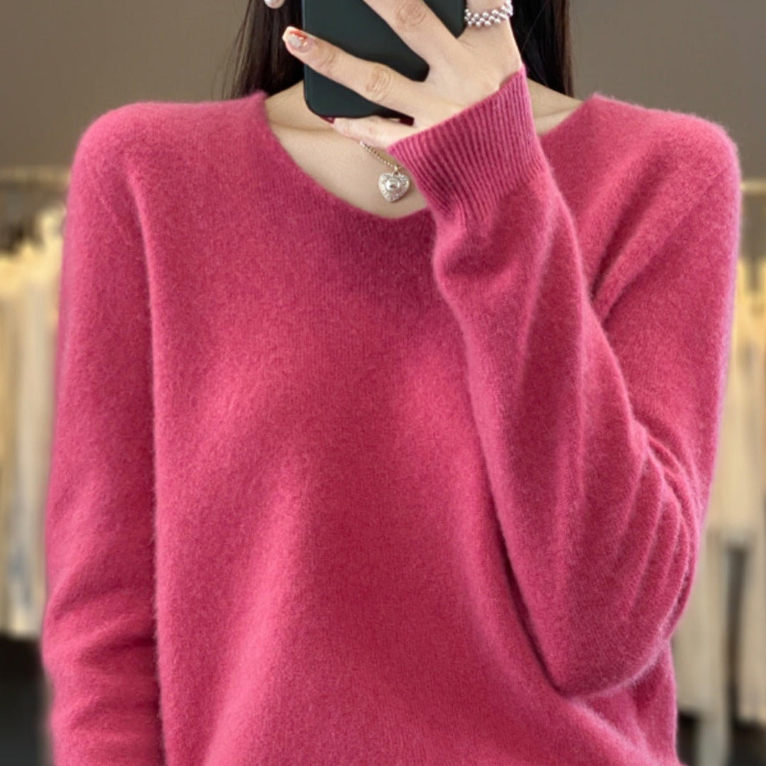 Drune | Lockere Damenpullover mit V-Ausschnitt für Herbst und Winter
