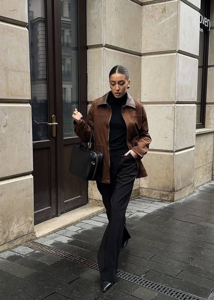 Drune | Edge - Oversized Wildlederjacke mit Kontrastkragen
