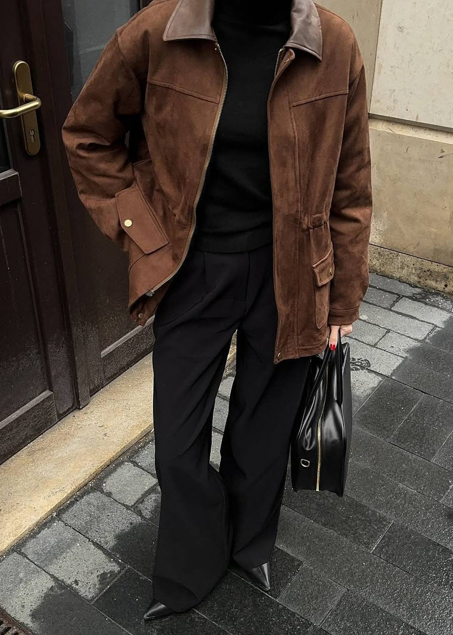Drune | Edge - Oversized Wildlederjacke mit Kontrastkragen