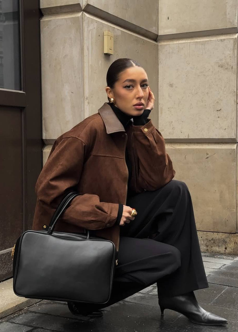 Drune | Edge - Oversized Wildlederjacke mit Kontrastkragen