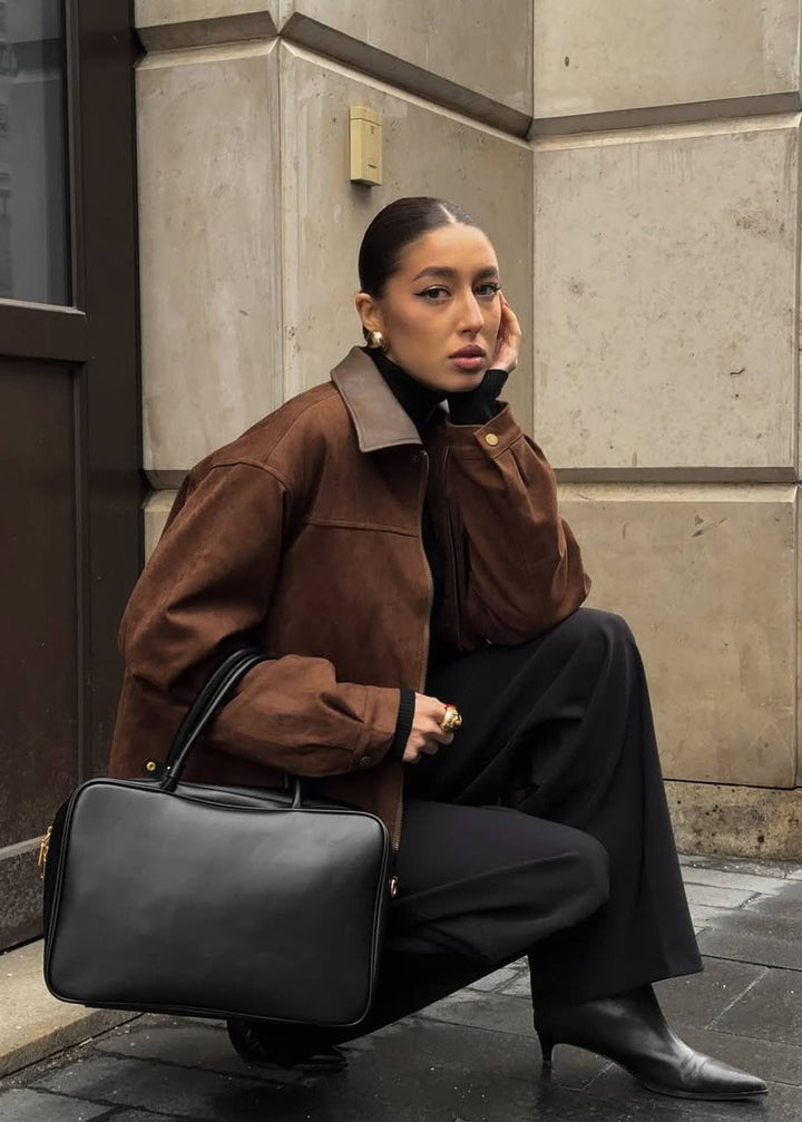 Drune | Edge - Oversized Wildlederjacke mit Kontrastkragen