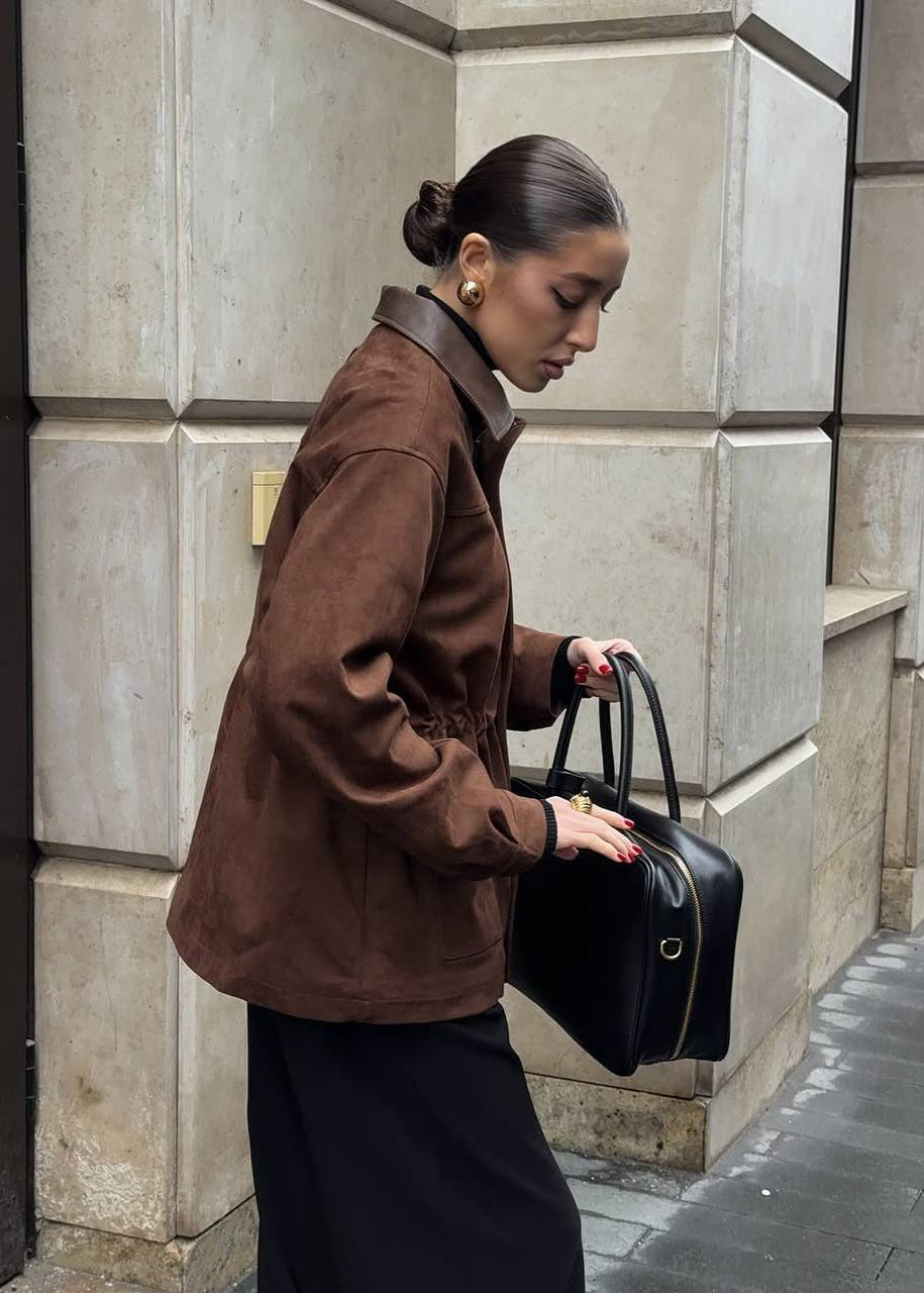 Drune | Edge - Oversized Wildlederjacke mit Kontrastkragen