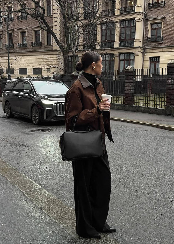 Drune | Edge - Oversized Wildlederjacke mit Kontrastkragen