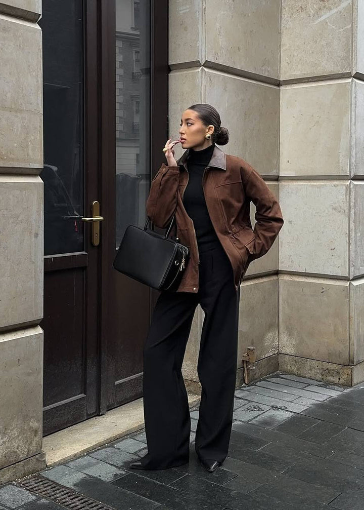 Drune | Edge - Oversized Wildlederjacke mit Kontrastkragen