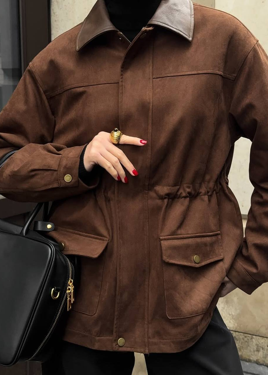 Drune | Edge - Oversized Wildlederjacke mit Kontrastkragen