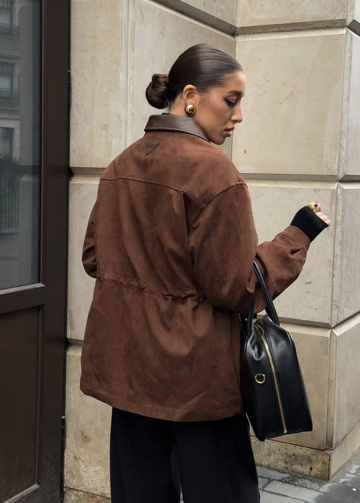 Drune | Edge - Oversized Wildlederjacke mit Kontrastkragen