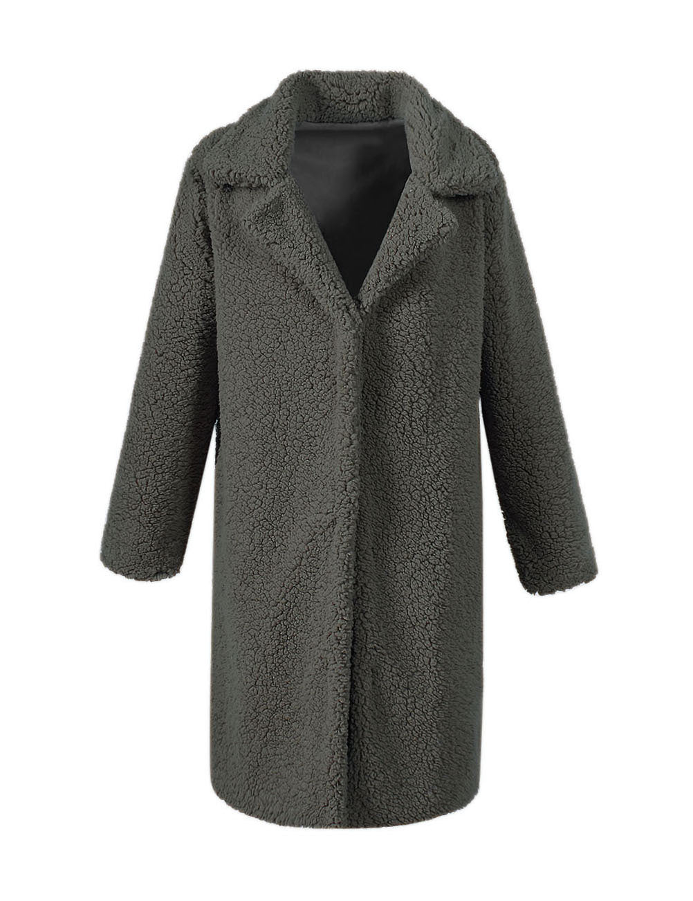 Damen Flauschiger Boucle-Mantel mit elegantem Revers und weitem Schnitt Drune