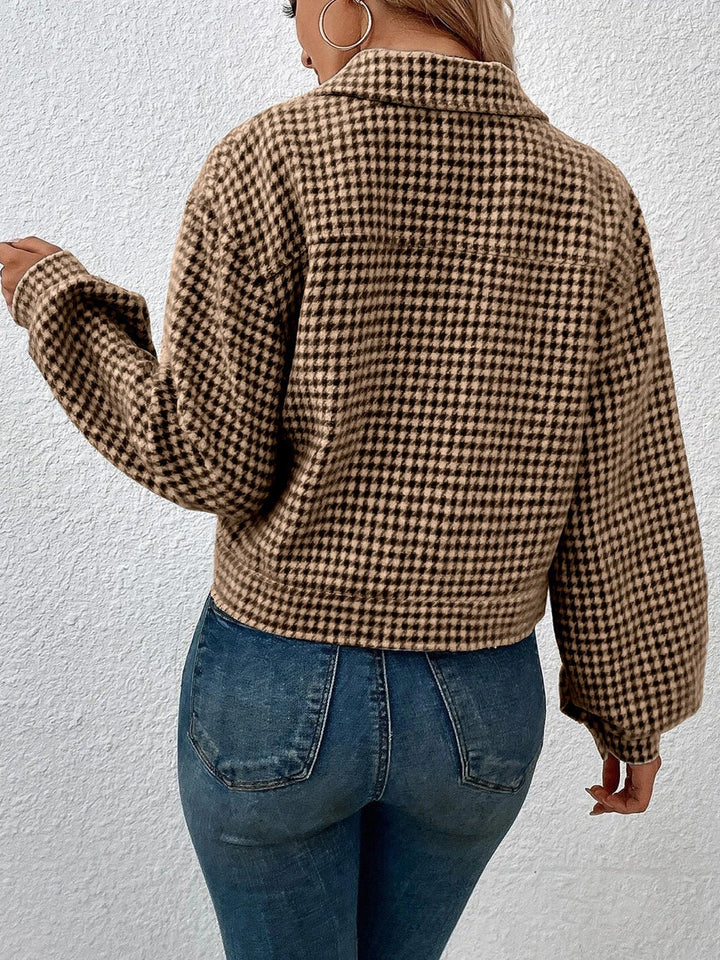 Drune | Kurze Jacke mit Hahnentritt-muster Knopfverschluss Schick und Klassischer Stil