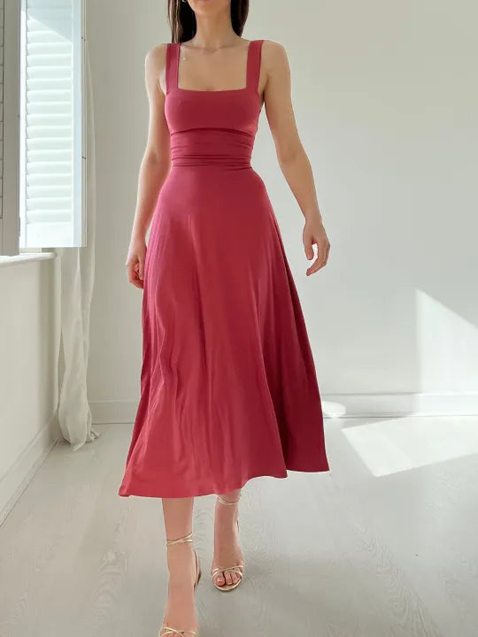 Drune - Elegantes ärmelloses A-Linien-Midikleid – Zeitloser Chic | Fit-and-Flare Midikleid – Perfekt für jeden Anlass