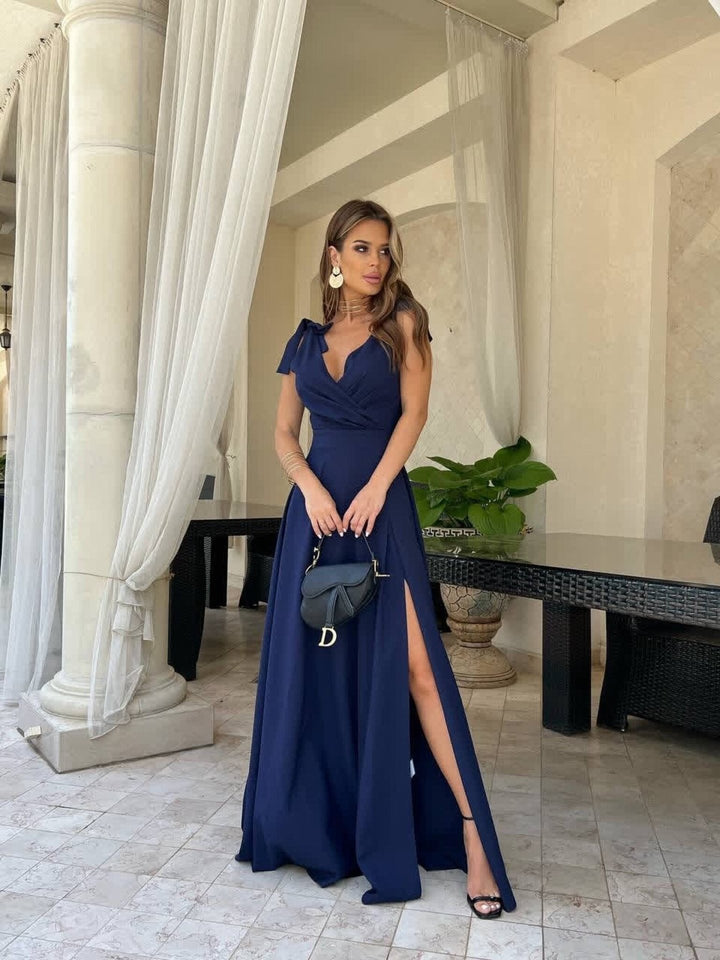 Drune | Abendkleid Langer Plissierter Einfarbiger