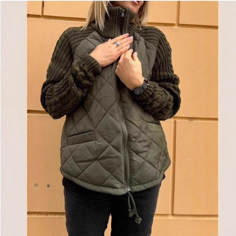 Drune | Cozy quilted jacket with knitted sleeves for women