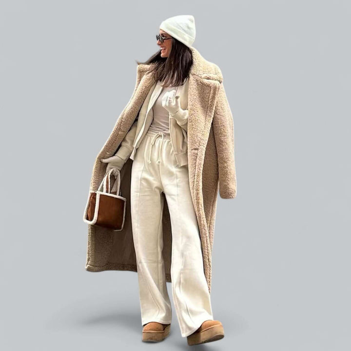 Drune | Damen Teddy Kunstfell Lange Jacke
