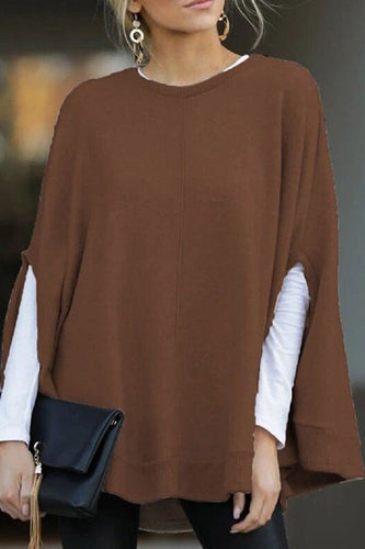 Drune | Rosiedress Rundhals Batwing Ärmel Umhang Top
