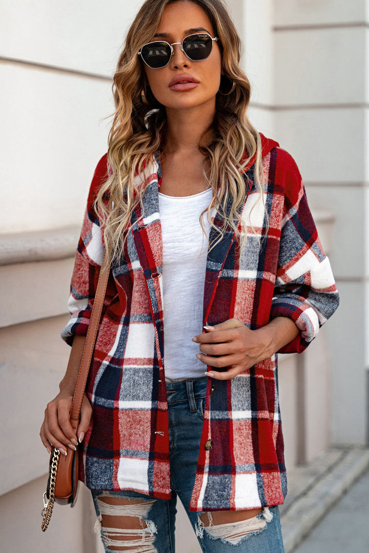 Drune | Gitterhemdenjacke mit Kapuze Polyester Lässig und Trendy