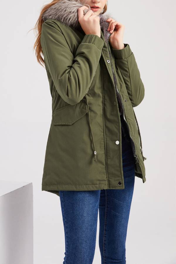 Drune | Winter warmer Fleece-Mantel mit Baumwoll-Steppjacke
