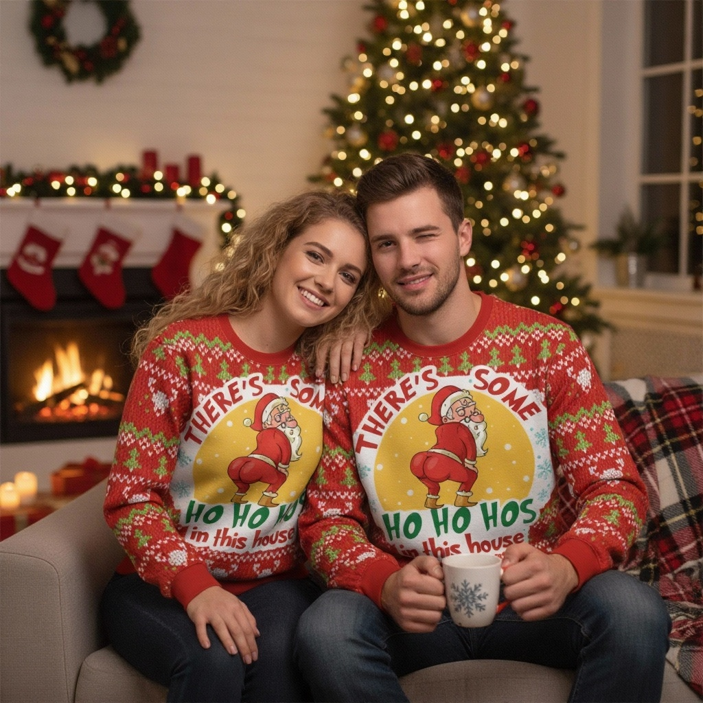 Drune | Lustiger hässlicher Weihnachtspullover für Männer & Frauen - Bunter Weihnachtsmann-Druck