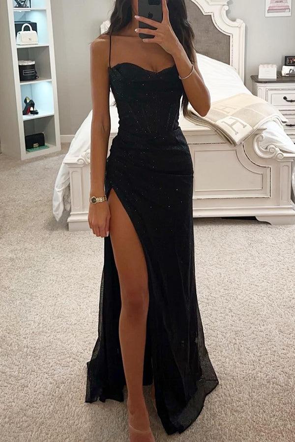 Drune | Satin Korsett Schnitt Maxi Kleid Elegantes Formelles Kleid