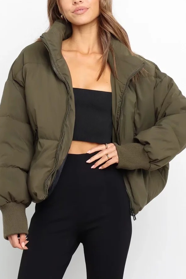 Drune | Kragen Reißverschluss Tasche Dick Warm Baumwolljacke