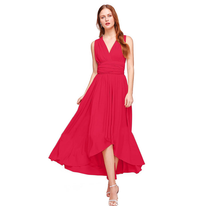 Damen Elegantes Maxikleid mit Wickeloptik und asymmetrischem Saum Drune