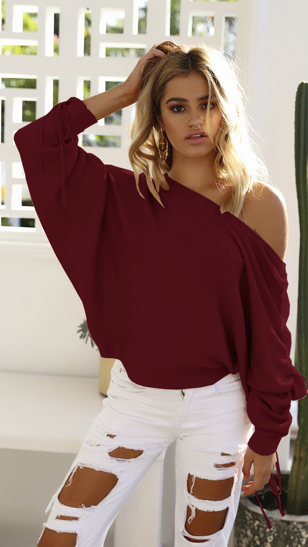 Damen Oversized Pullover mit asymmetrischem Schnitt und lässigen Details Drune