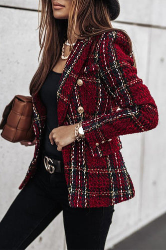 Drune | Gepunkteter Offene Front Karo Blazer Jacke