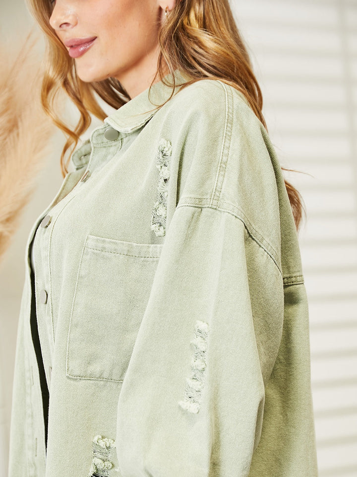 Drune | Zerrissene Rohsaum-Denimjacke