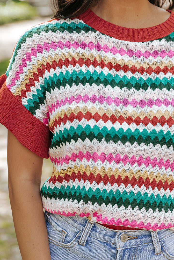 Drune | rotes Crop-Top mit farbiger Struktur Für Frauen
