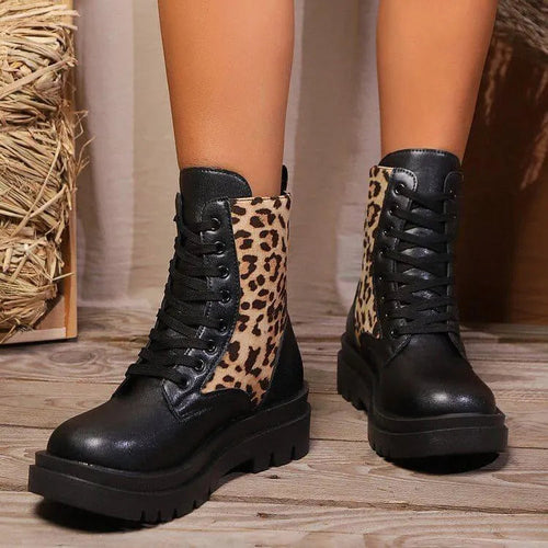 Drune | Damen Leoparden Martin Stiefel