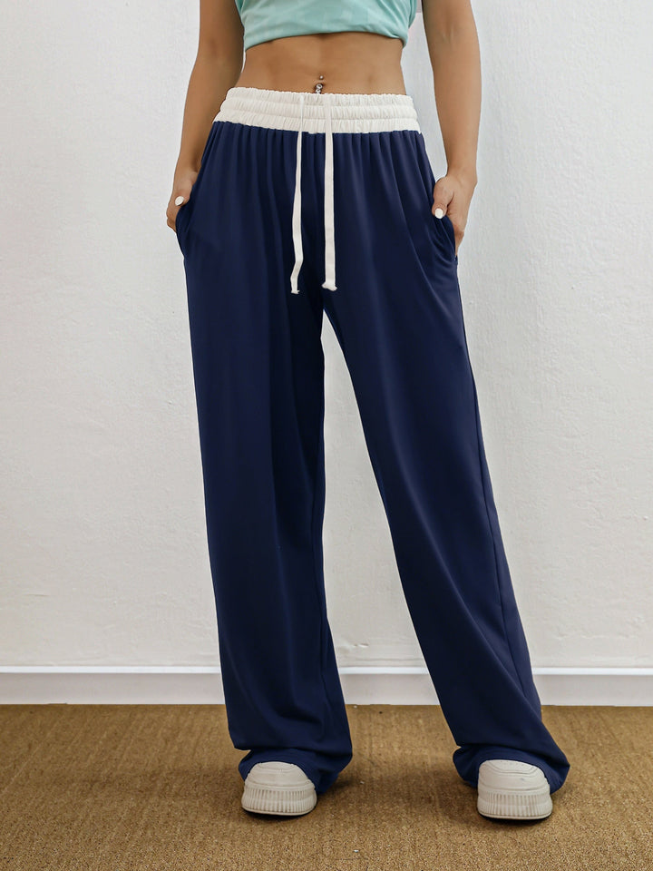 Drune | Hohe Stretch Farbkombination Trainingshose Mit Taschen
