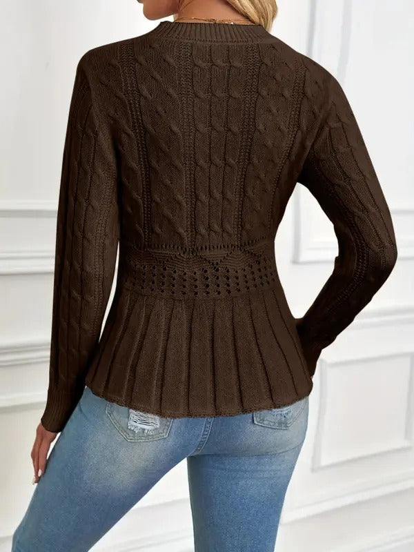 Drune | Gemütlicher schicker Grobstrickpullover mit Rundhalsausschnitt