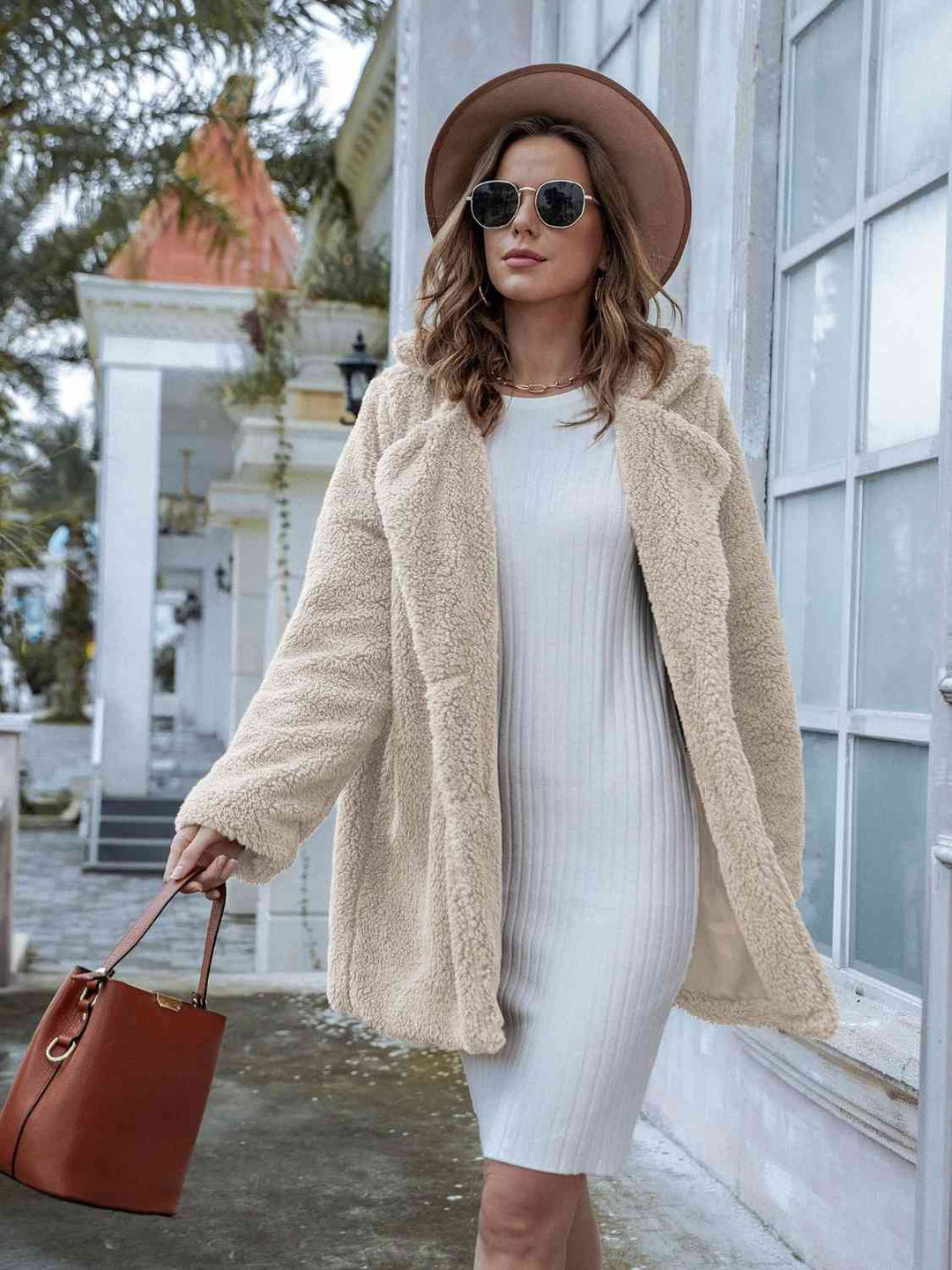 Drune | Langarm Teddy Mantel mit Taschen
